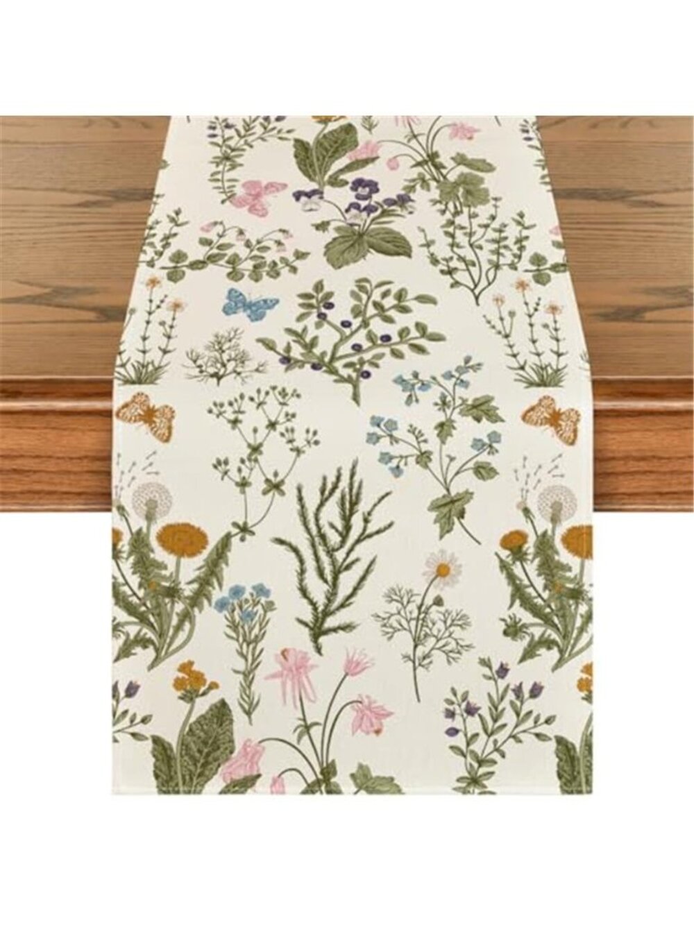 Beige Floral Table Runner 13x72 Polyester Dining Table Decor Farmhouse